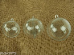 Small-Jumbo Clear Plastic Balls Orbs Spheres Bola Hanging Ornaments Party Favor