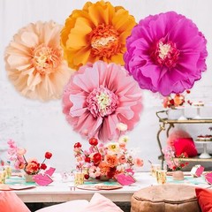 4 PCS 20″ Hot Pink Orange Party Decorations Giant Paper Flowers Tissue Paper …