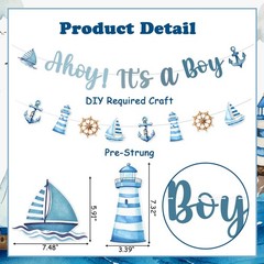 Ahoy Its A Boy Baby Shower Decorations Ahoy Its A Boy Banner Boat Anchor Garl…