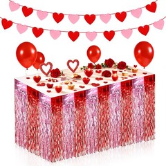 Valentines Party Decorations,2pcs Red Pink Wavy Metallic Tinsel Foil Fringe