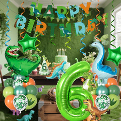Dinosaur 6Th Birthday Party Decorations for Boys Girl, Foil Green Star Number 6