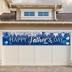 Happy Father’s Day Banner Backdrop Decoration I Love Dad Blue Sliver Glitter