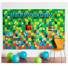 NEW TNT Pixel Party Video Game Birthday Decoration Deluxe Scene Setters Backdrop