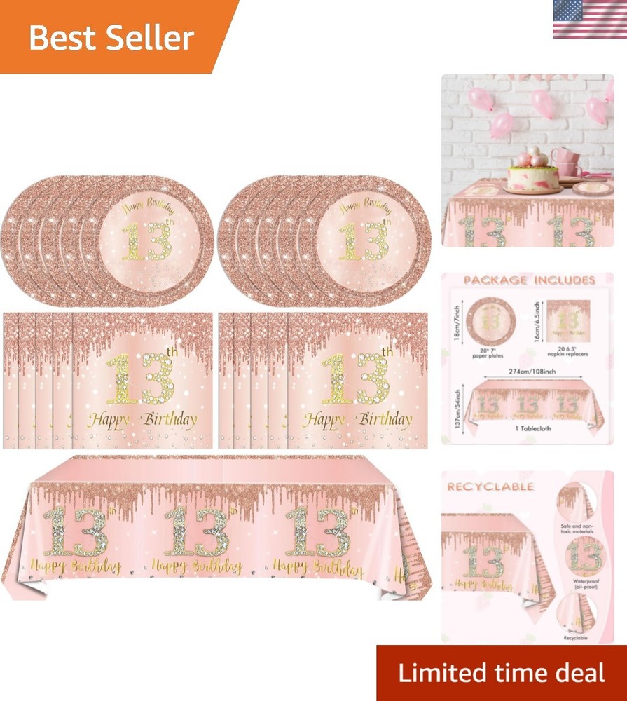 41PCS 13th Birthday Decorations Rose Gold Theme 13 Old Girl Birthday Decorat…
