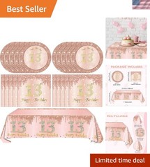 41PCS 13th Birthday Decorations Rose Gold Theme 13 Old Girl Birthday Decorat…