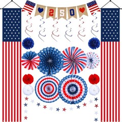 America 250th Anniversary Decorations 4th of July Patriotic Decor Set 22 Pcs USA