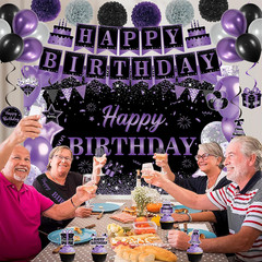 Purple Birthday Party Decorations Set | Happy Birthday Banner & Sash, Balloons P