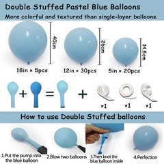 Double Pastel Blue Balloon Garland Macaron Baby Blue Balloons Different Sizes…