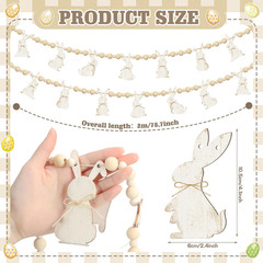 1 Set Easter Mantle Garland 6.56 Ft Wood Bunny Easter Beads Banner Rabbits Hangi