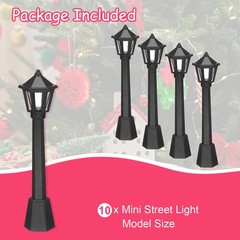 Miniature Street Light Model, 3.15″ H, Plastic Mini Street Lantern Black, 10pcs
