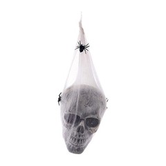 Halloween Animated Hanging Skulls Head Covered with Spider Webs JQ