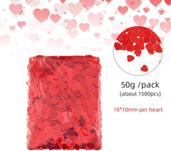 1500Pcs/50G Valentines Day Hearts Confetti Decorations, Red Metallic Foil Heart