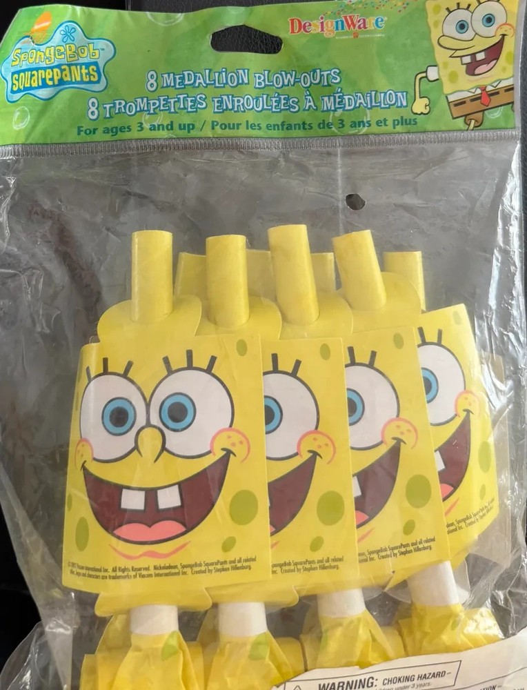 2 Pkgs Nickelodeon SpongeBob SquarePants Birthday Party Blowouts 16Pcs