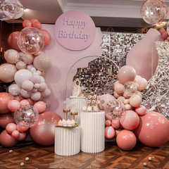 147PCS Rose Gold Balloon Garland Arch Kit, Pearl Rose Gold Metallic White Nude B