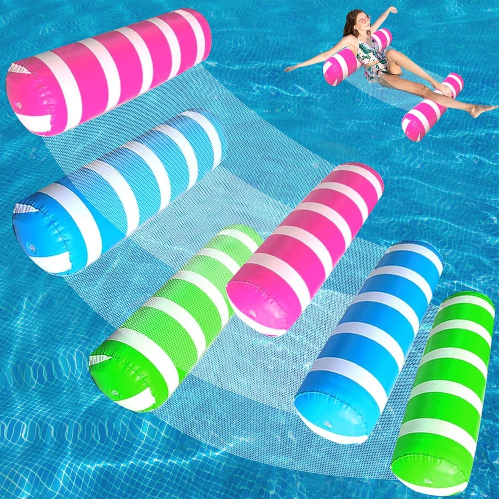 Pool Floats Adult 3 Pack Inflatable Pool Floats Hammock 4-in-1 Multi-Purpose …