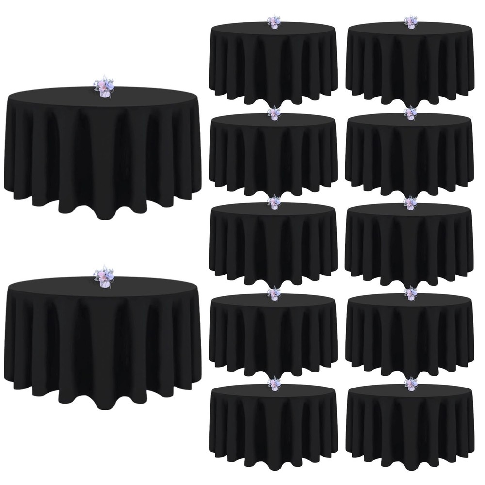 12 Pack Black Round Tablecloths 90 Inch Table Table Cloth, Wrinkle Resistant …