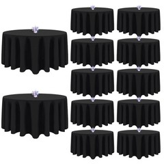 12 Pack Black Round Tablecloths 90 Inch Table Table Cloth, Wrinkle Resistant …
