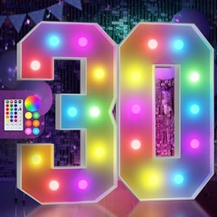 Marquee Numbers Colorful 30th-Birthday Decoration: 4FT Large 4 Feet Number 30