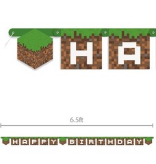 Minecraft Happy Birthday Party Supplies Banner New! Gamer, Movie, Boy, Girl