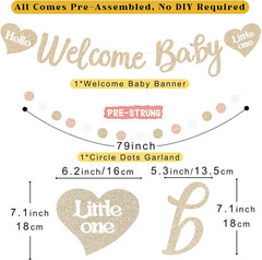 Ivory Blush Pink Baby Shower Decorations for Girl, Pre-Strung, 24Pcs | Welcome B