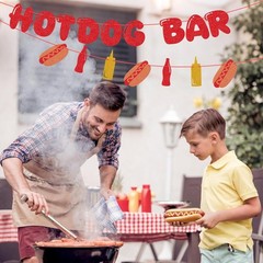Festive Hotdog Bar Banner Set – Ideal Decorations for Kids & Adult Parties