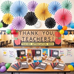 18 Pcs Graduation Hanging Paper Fans Composition Notebook Classroom Decoratio…