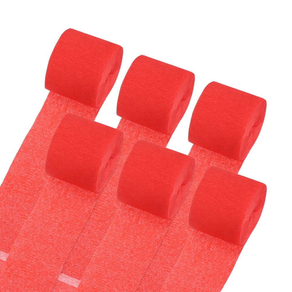 Crepe Paper Streamers 6 Rolls 196.8ft for Decoration, Red(1.4 in x 32.8 Ft/Roll)