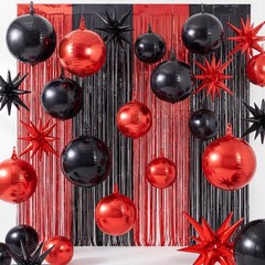 25 Pcs Red and Black Party Decorations Sets 22 Inch 4D Large Stars Balloons w…