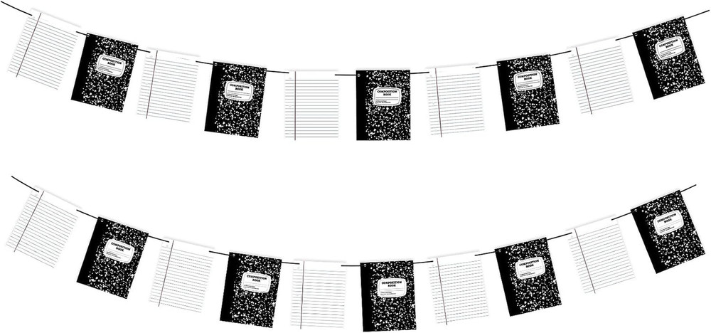 Back to School Banner Paper Backdrop,2 Pack Composition Notebook Classroom Decor