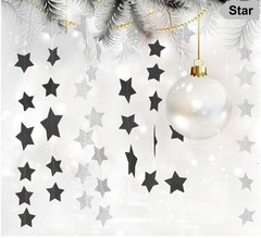 Glitter Black Star Hanging Garland – Twinkle Paper 2.8″ (7cm),