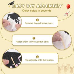 Graduation Decorations 2026, 24 PCS Black and Pink Graduation Centerpieces for T