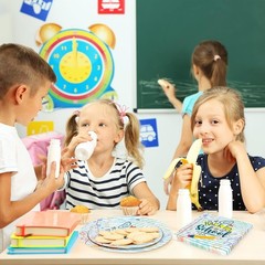 75-Piece Back to School Tableware Set – Homework Prints & Disposable Dinnerware