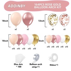 Rose Gold Balloon Arch Kit 164 Pcs Pastel Pink Gold White Garland for Parties