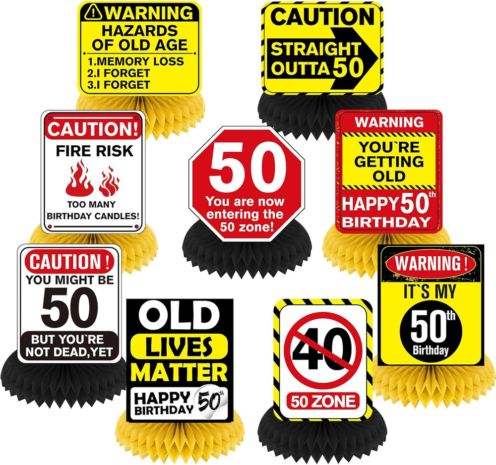 9Pcs 50Th Birthday Honeycomb Centerpieces Funny 50Th Birthday Decorations for Ad
