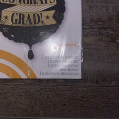 Congrats Grad Party Foil Standard Balloon 17” Graduation Black Gold Anagram