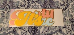 It’s Party Time String Banner Retro Font 72”Pink/Blue/Yellow Trimmed In Gold New
