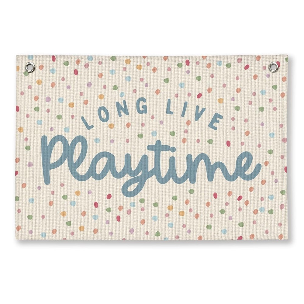 Playroom Decor, Wall Art Hanging Linen Banner, Blue Striped Wall Flag for Pla…