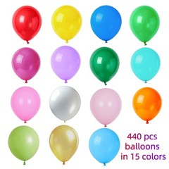 440 Pcs Rainbow Balloons 12 Inch 15 Colors – Thick Latex Colorful Assorted Bu…