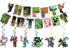 Pixel Birthday Party Decorations, Party Supplies Set Including Balloons