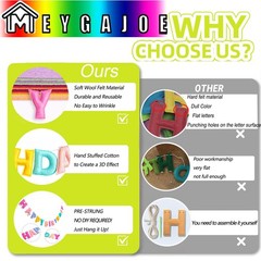 Pre-Strung Happy Banner – Felt Garland, Rainbow Party Decorations, HAPPY Garl…