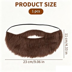 Reusable Fake Beard with Elastic Ear Strap, Brown Realistic Facial Hair Costu…