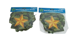 ARMY CAMOUFLAGE HAPPY BIRTHDAY BANNER, – lot of 2 -PARTY SUPPLIES