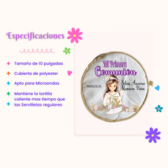 Recuerdo para Bautizo de Niña,Tortillero personalizado/Tortilla warmer