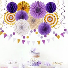 Elegant Purple Gold Party Decor – 33pcs Assortment