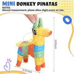 12 Pcs Mini Donkey Pinatas Rainbow Cinco De Mayo Fiesta Party Decorations