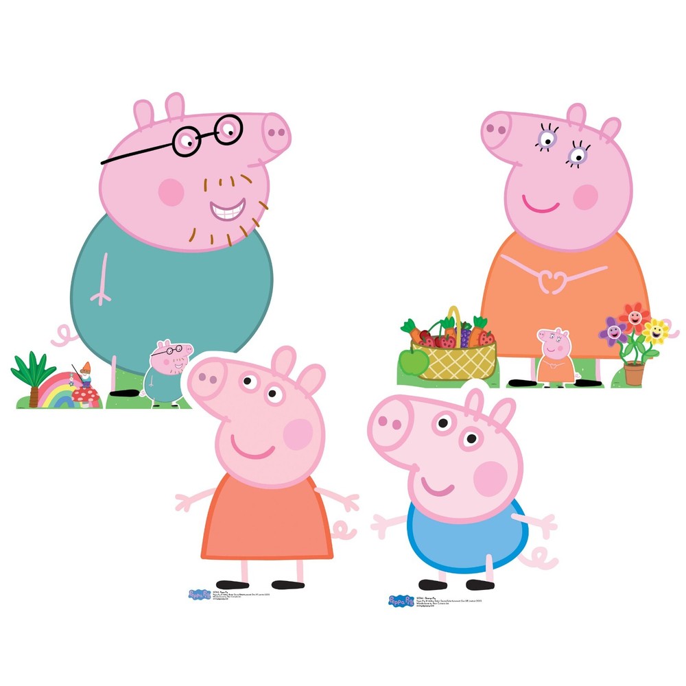 Peppa Pig and Family Cardboard Cutouts Set of 4 Official Standees / Standups