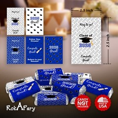 Class of 2025 Graduation Mini Candy Wrapper | Set of 60 Stickers | Blue Theme