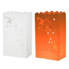 White Paper Luminary Bags, 10 Pcs Butterfly Flame Resistant Candle Bags