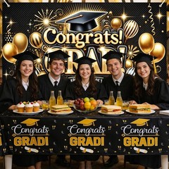 Graduation Banner71x43 Inch 2026 We Are So Proud of You Black Gold Graduation…