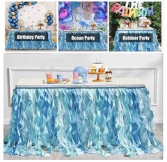 Blue Tulle Table Skirt Solid Ocean Theme Birthday Party Table Decoration